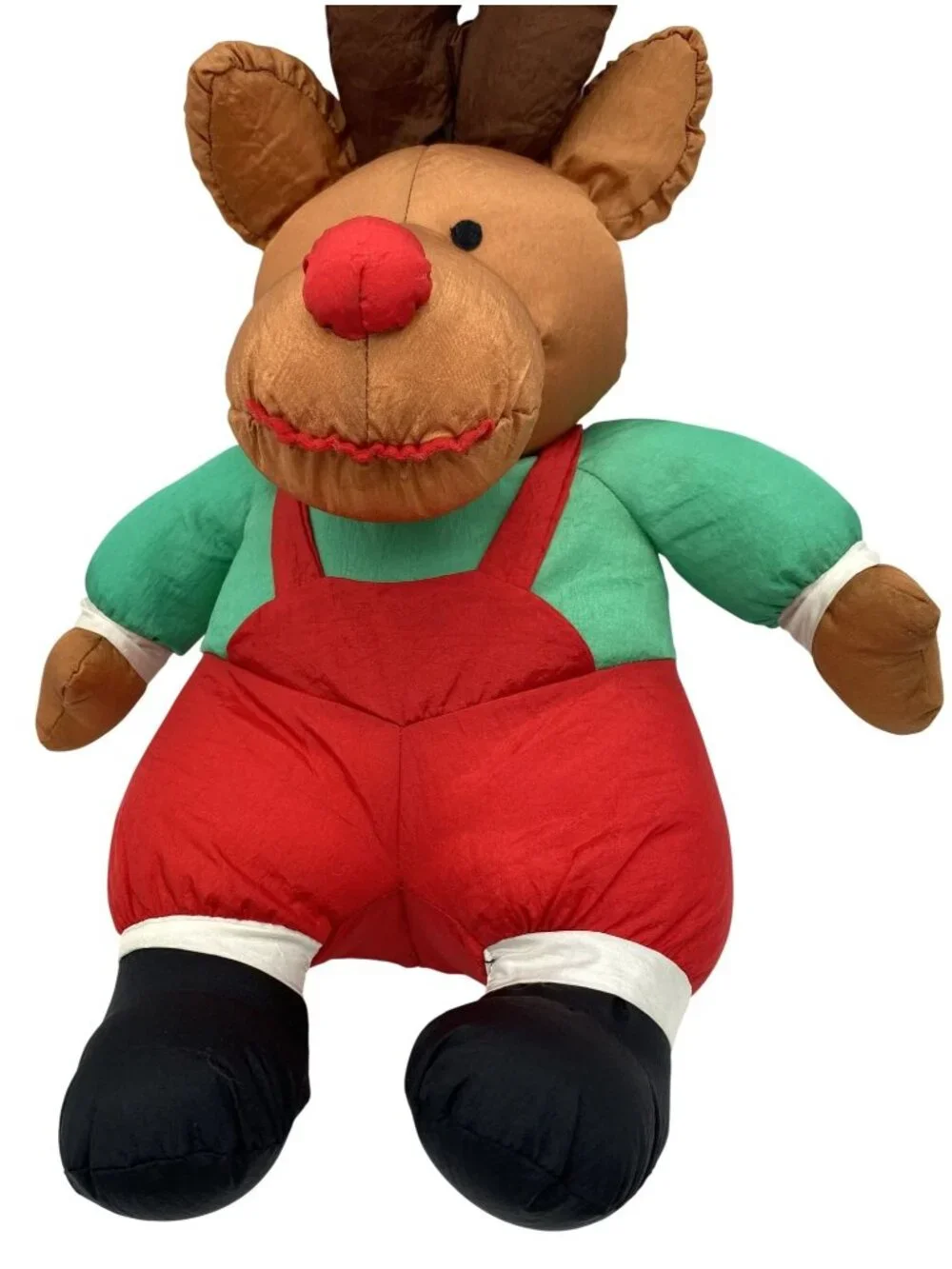 YMT Reindeer Nylon Plush Red Nose Overall Brown Antlers Christmas Decor 18